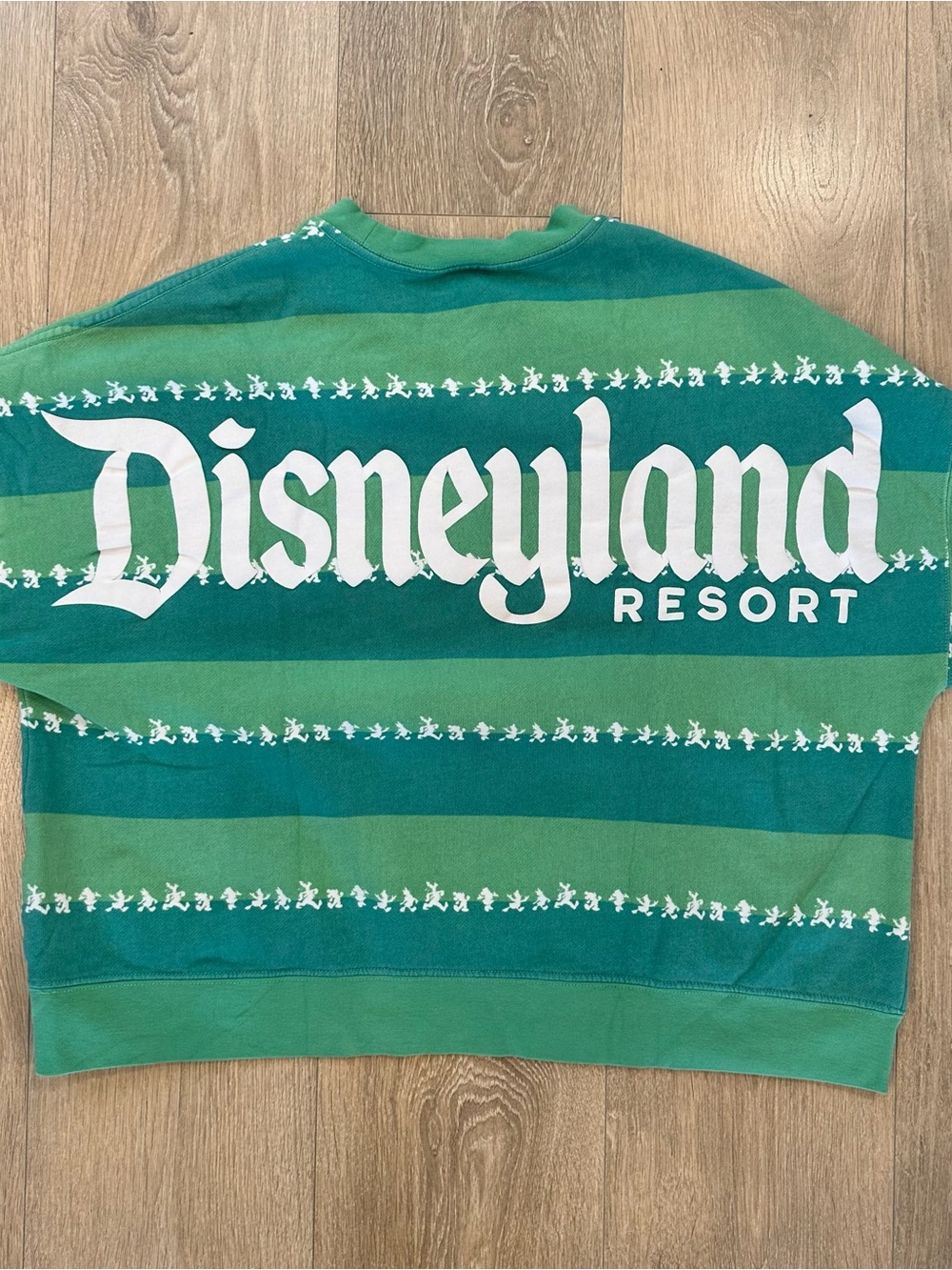 Disney Green Striped Disneyland Resort Sweatshirt Cropped Oversized Size M